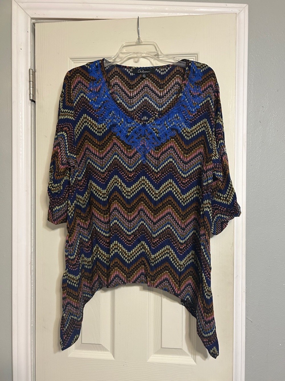 💸30%off2🛒 Calessa blue black swirl asymmetrical tunic